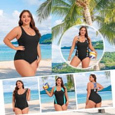 Ženski enodelni kopalni kostum za modeliranje postave črn 42 L oblikovalni z vgrajenimi skodelicami, križnima nastavljivima ramenskima trakovoma, 82% poliamid 18% elastan, za bazen in plažo