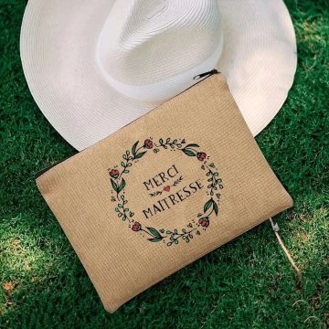 KJB Platnena kozmetična torbica z zadrgo, 22 × 15 cm, učiteljski motiv 10