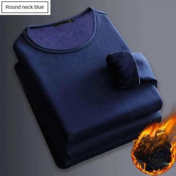 KJB Moška termo majica s flisom in dolgimi rokavi, temno modra, 4XL
