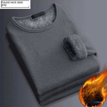 KJB Moška termo majica z dolgimi rokavi in notranjo plastjo flisa, temno siva, 4XL