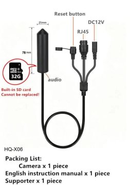 KJB Mini IP kamera za notranji nadzor, 5 MP, 2,8 mm, 12 V, vgrajen pomnilnik 32 GB