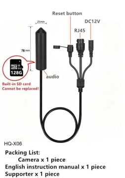 KJB Mini IP kamera za notranji nadzor, 5 MP, 2,8 mm, 12 V, vgrajen pomnilnik 128 GB