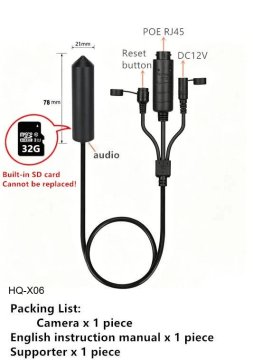 KJB Mini IP kamera za notranji nadzor, 5 MP, 2,8 mm, PoE, vgrajen pomnilnik 128 GB