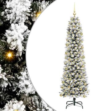 Vidaxl Umestno božično drevo Bela 210 cm PVC, kovina in plastika