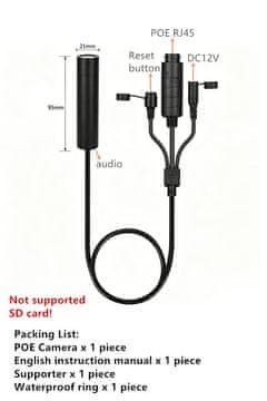 KJB Mini žična IP kamera, 5 MP, 8 mm, PoE