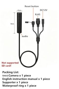 KJB Mini žična IP kamera, 5 MP, 16 mm, 12 V