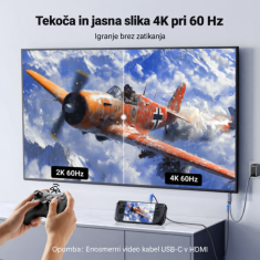 Ugreen USB-C na HDMI 4K kabel + polnjenje - 2M