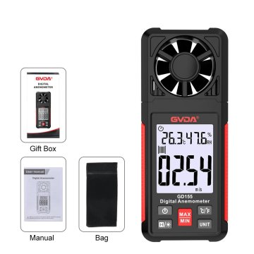 KJB Ročni anemometer GD155 z merjenjem temperature in vlage, 0,7–30 m/s