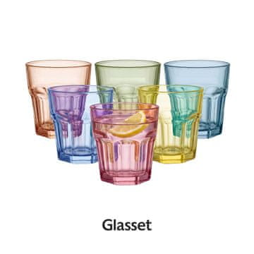 Stekleni set Alva Malaya 6x280 ml (uporabno 230 ml) mešane barve