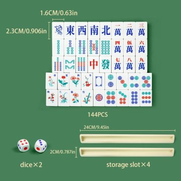 KJB Namizni komplet mahjong s 144 ploščicami, približno 2,3 × 1,6 cm