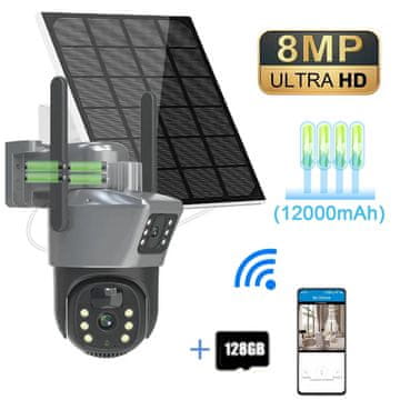 KJB Solarna Wi-Fi PTZ kamera z dvema lečama, 8 MP, 128 GB