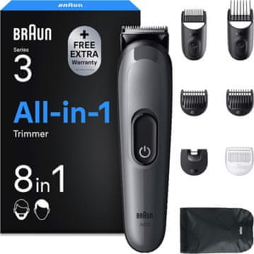 BRAUN Braun Series 3 Multifunkcijski komplet za nego telesa, 8 v 1, s 14 dolžinskimi nastavitvami