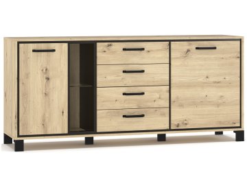 nabbi Dvovratna komoda s predali Vinap CH-2D4DRWRS - obrtniški hrast / temni wenge