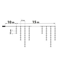 PHENOM LED veriga - zavesa 15m hladno bela 600 LED 100-240V