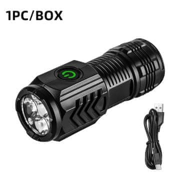KJB Polnilna mini LED svetilka S01 s sponko, črna