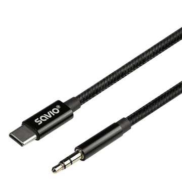 SAVIO Kabel USB-C v mini jack 3,5mm audio 2m črn