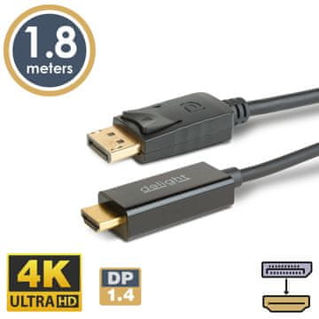 Delight Kabel DisplayPort - HDMI 1.4 - 4K 1,8m
