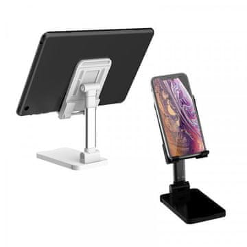 Denmen Namizni nosilec / držalo za telefon ali tablico bele barve