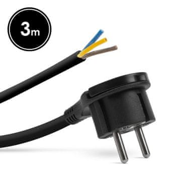 Delight Priključna vrvica z vtikačem za težko dostopna mesta 3 m kabla 3 x 1,5 mm2 črna