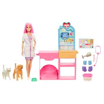Mattel Barbie komplet veterinarska klinika, punčka in dodatki (JFX93)