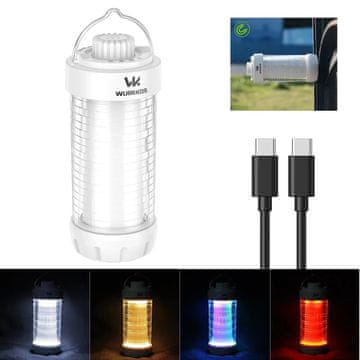 KJB Polnilna RGB kamp svetilka CL01 s funkcijo napajalnika, bela