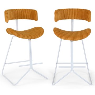 Northix Oranžni žametni barski stoli, sedež 25", komplet 2 kosov