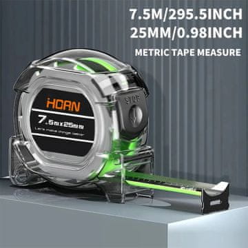 KJB Samozaporni tračni meter s fluorescentno lestvico, 7,5 m × 25 mm