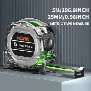 KJB Samozaporni tračni meter s fluorescentno lestvico, 5 m × 25 mm