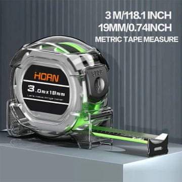 KJB Samozaporni tračni meter s fluorescentno lestvico, 3 m × 19 mm