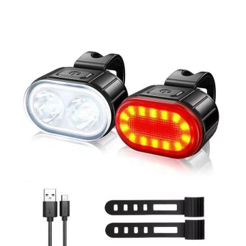 KJB Komplet polnilne sprednje in zadnje LED luči za kolo, Set A