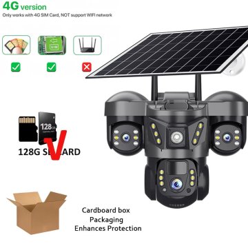 KJB Solarna zunanja kamera 4G s tremi objektivi, skupno 15 MP, kartica 128 GB