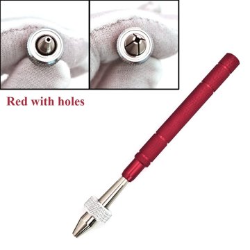 KJB Ročno vpenjalo za drobne urarske dele s perforiranima konicama, 11 cm, rdeče