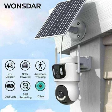 KJB Dvoobjektivna solarna zunanja kamera 4G PTZ, kartica 128 GB
