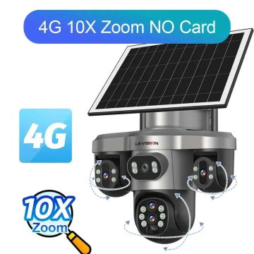 KJB Solarna zunanja kamera 4G PTZ s štirimi objektivi, 10× povečava, brez kartice