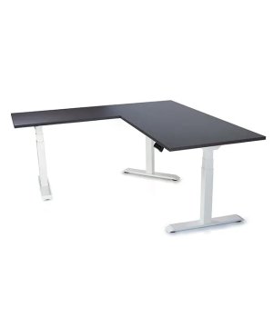 Ergovision Višinsko nastavljiva miza Supra L | Barva ogrodja: Bela | Barva mizne plošče: Črna | Velikost: 180x180 (180x80, 100x60)
