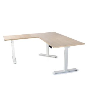 Ergovision Višinsko nastavljiva miza Supra L | Barva ogrodja: Bela | Barva mizne plošče: Svetli hrast | Velikost: 180x180 (180x80, 100x60)
