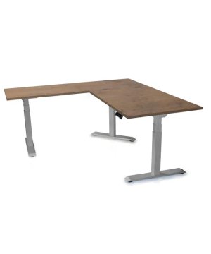Ergovision Višinsko nastavljiva miza Supra L | Barva ogrodja: Siva | Barva mizne plošče: Temni hrast | Velikost: 180x180 (180x80, 100x60)