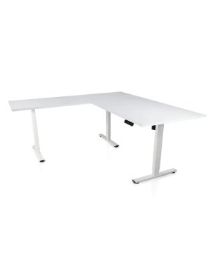 Ergovision Višinsko nastavljiva miza Classic L | Barva ogrodja: Bela | Barva mizne plošče: Bela | Velikost: 180x180 (180x80, 100x60)