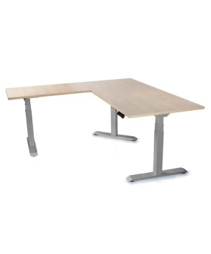 Ergovision Višinsko nastavljiva miza Supra L | Barva ogrodja: Siva | Barva mizne plošče: Svetli hrast | Velikost: 180x180 (180x80, 100x60)