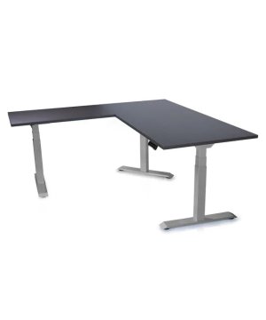 Ergovision Višinsko nastavljiva miza Supra L | Barva ogrodja: Siva | Barva mizne plošče: Črna | Velikost: 180x180 (180x80, 100x60)