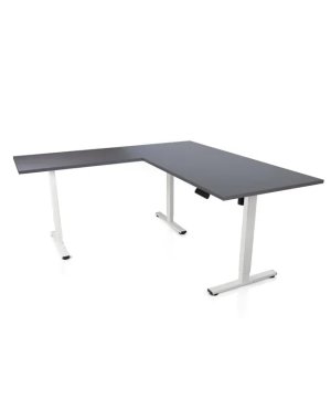 Ergovision Višinsko nastavljiva miza Classic L | Barva ogrodja: Bela | Barva mizne plošče: Antracitna | Velikost: 180x180 (180x80, 100x60)