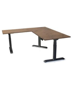Ergovision Višinsko nastavljiva miza Supra L | Barva ogrodja: Črna | Barva mizne plošče: Temni hrast | Velikost: 180x180 (180x80, 100x60)