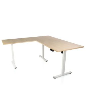 Ergovision Višinsko nastavljiva miza Classic L | Barva ogrodja: Bela | Barva mizne plošče: Svetli hrast | Velikost: 180x180 (180x80, 100x60)