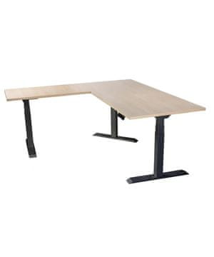 Ergovision Višinsko nastavljiva miza Supra L | Barva ogrodja: Črna | Barva mizne plošče: Svetli hrast | Velikost: 180x180 (180x80, 100x60)