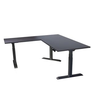 Ergovision Višinsko nastavljiva miza Supra L | Barva ogrodja: Črna | Barva mizne plošče: Črna | Velikost: 180x180 (180x80, 100x60)