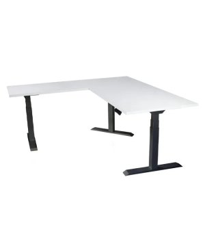 Ergovision Višinsko nastavljiva miza Supra L | Barva ogrodja: Črna | Barva mizne plošče: Bela | Velikost: 180x180 (180x80, 100x60)