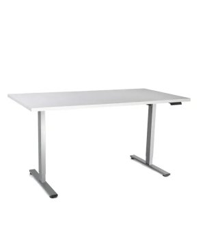 Ergovision Višinsko nastavljiva miza Classic 2 - Ravni rob | Barva ogrodja: Siva | Barva mizne plošče: Bela | Velikost: 140x80