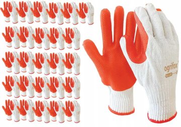 Rokavice za tlakovanje / bele in oranžne / Velikost: 10 - XL / OX-ORANGINA - 120 kosov.