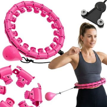 sarcia.eu Hula hop z utežjo in masažnimi izboklinami, roza za hujšanje, zložljivo fitnes hula hop