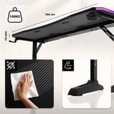 Huzaro Igralna miza Hero 4.6 RGB črna 160 cm